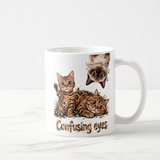 猫の三重奏 - 花と猫の目 👁️ コーヒーマグカップ (右)