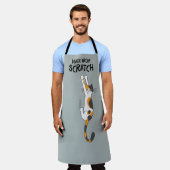 猫の上に猫のスクラッチおもしろいを付けぶら下がったた三毛猫 エプロン (着用した状態)