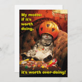 猫の下にキャンディーバケット 招待状 (正面/裏面)