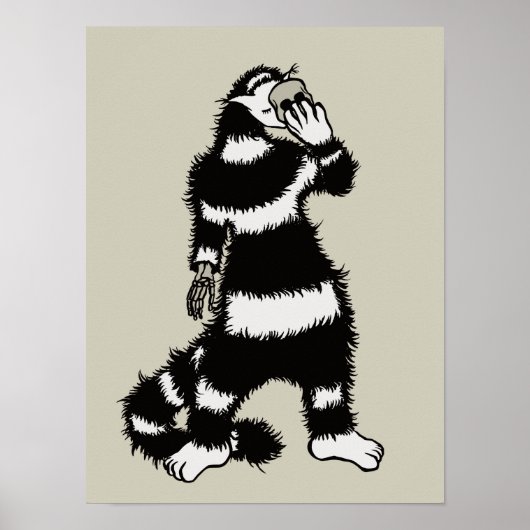 猫の不気味生き物のスケルトン手スカルマスク ポスター (正面)