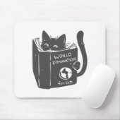 猫の世界支配—背景色を選ぶ マウスパッド (マウス)