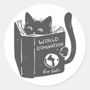 猫の世界支配—背景色を選ぶ ラウンドシール