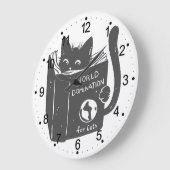 猫の世界支配—背景色を選ぶ ラージ壁時計 (傾斜)