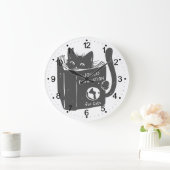 猫の世界支配—背景色を選ぶ ラージ壁時計 (ホーム)