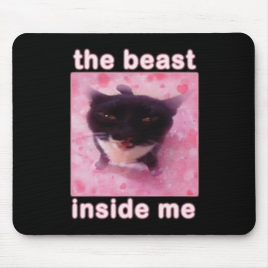 猫の中の獣おもしろい マウスパッド (正面)