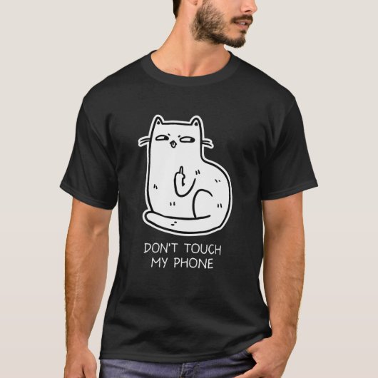 猫の中指でTouchしない電話おもしろいMY Tシャツ (正面)