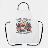 猫の人はスケルトンのハロウィン・ティーが怖い エプロン (正面)