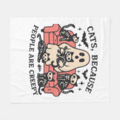 猫の人はスケルトンのハロウィン・ティーが怖い フリースブランケット (正面(横))