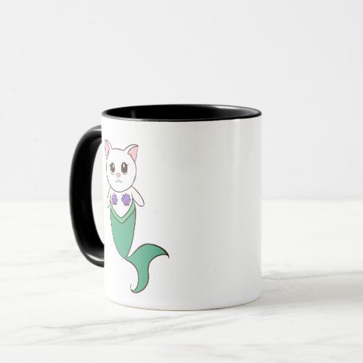 猫の人魚のPurrmaidの子猫の猫の鳴き声のコーヒー・マグ マグカップ (正面左)