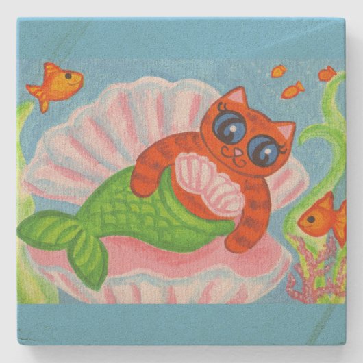 猫の人魚コースター ストーンコースター (正面)