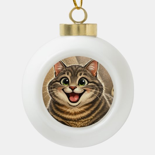 猫の似顔絵 セラミックボールオーナメント (正面)