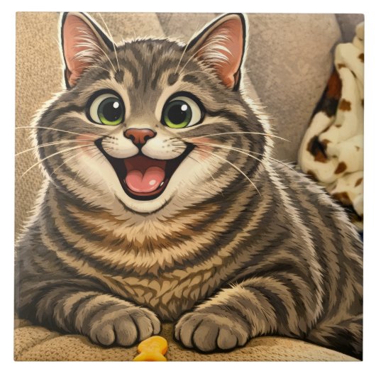 猫の似顔絵 タイル (正面)
