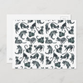 猫の位置-黒いパレット ポストカード (正面/裏面)