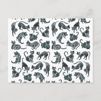 猫の位置-黒いパレット ポストカード