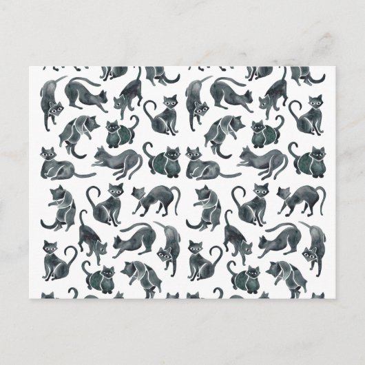 猫の位置-黒いパレット ポストカード (正面)