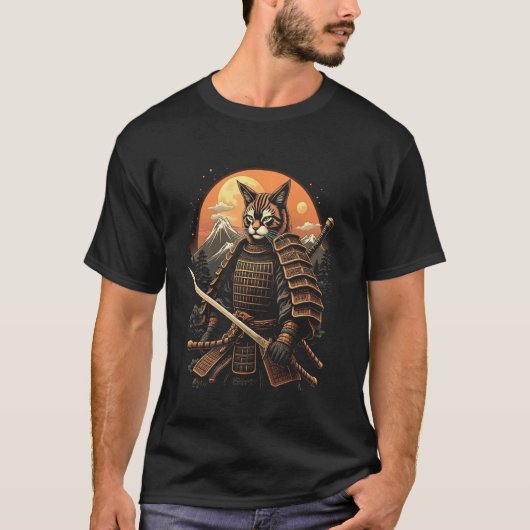 猫の侍戦士 Tシャツ (正面)