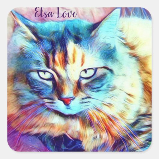 猫の個人シール スクエアシール (正面)