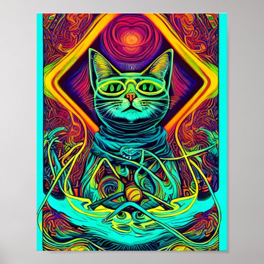 猫の催眠イラストレーションカラフル。 ポスター (正面)