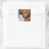 猫の優雅な女性 スクエアシール (バッグ)