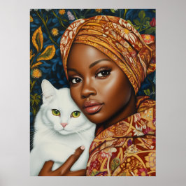 猫の優雅な女性 ポスター