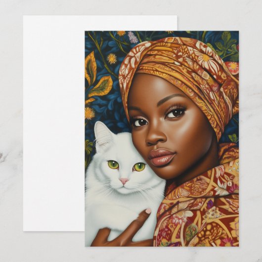 猫の優雅な女性 招待状 (正面/裏面)