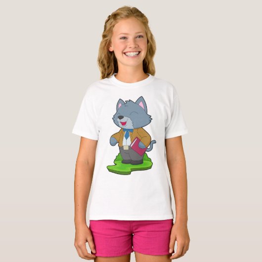 猫の先生の本 学校 Tシャツ (正面フル)