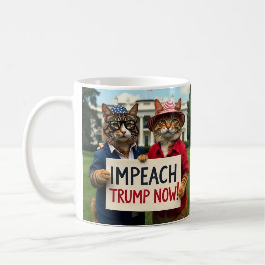 猫の先生はトランプを弾劾と言う コーヒーマグカップ (左)