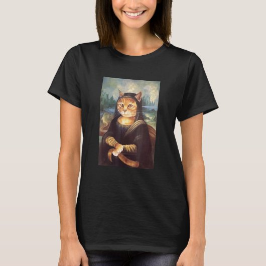 猫の先生 モナリザ Tシャツ (正面)