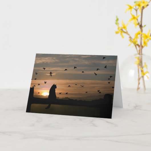 猫の共感カード カード (黄色い花)