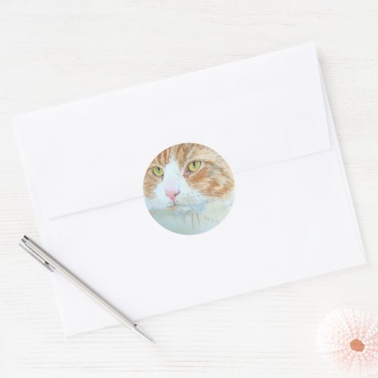 猫の円形のステッカーは忍び笑いします ラウンドシール (封筒)