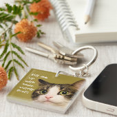 猫の写真おもしろいのキャットニップキャプション キーホルダー (正面右)