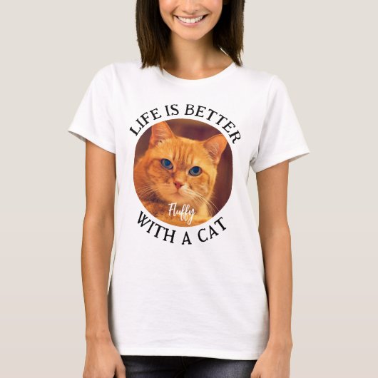 猫の写真と名前でカスタム暮らしが良い Tシャツ (正面)