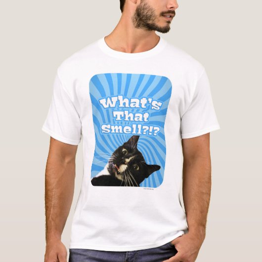 猫の写真のにおいおもしろいは? Tシャツ (正面)