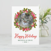 猫の写真のクリスマスリース シーズンカード (スタンド正面)
