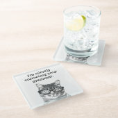 猫の写真の文法を黙って修正してるおもしろい ガラスコースター (アングル)