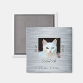 猫の写真を作成するメモリアルグレー マグネット (正面/裏面)