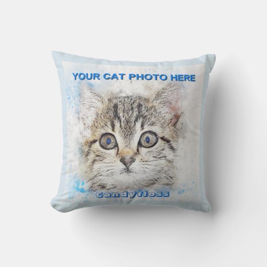 猫の写真を簡単に加える クッション (正面)