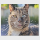 猫の写真を追加してカスタマイズ ラッピングペーパー (フラット)