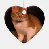 猫の写真ハート型追悼テキスト セラミックオーナメント (裏面)