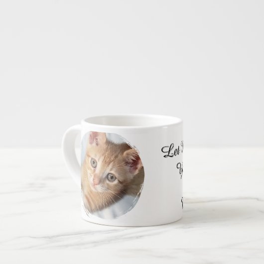 猫の写真、テキスト、差し替え可能、面白い、猫好きのための エスプレッソカップ (正面左)
