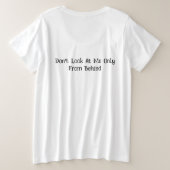 猫の写真、両面に面白いテキスト、差し替え可能、 プラスサイズTシャツ (デザイン裏面)
