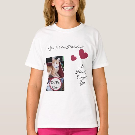 猫の写真、名言、ハート、名前 Tシャツ (正面)