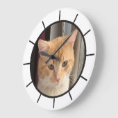猫の写真 差し替え可能 面白い ラージ壁時計 (傾斜)