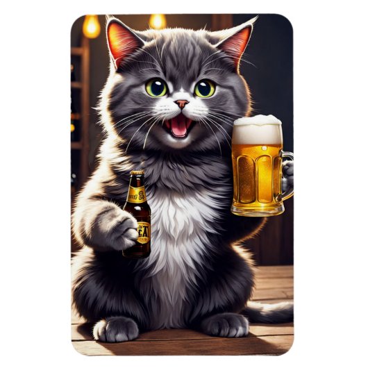 猫の冷蔵庫マグネット - 面白いギフト マグネット (縦)