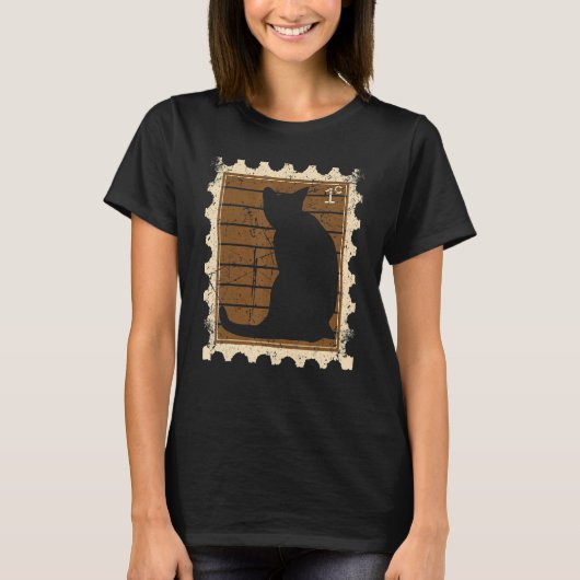 猫の切手 1 Tシャツ (正面)