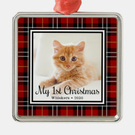 猫の初めてのクリスマスフォト メタルオーナメント