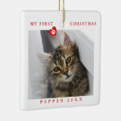 猫の初めてのクリスマス写真 セラミックオーナメント (右)