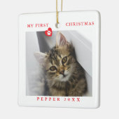 猫の初めてのクリスマス写真 セラミックオーナメント (左)