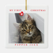 猫の初めてのクリスマス写真 セラミックオーナメント (裏面)