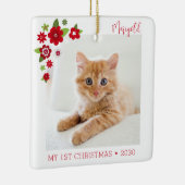 猫の初めてのクリスマス 写真 セラミックオーナメント (右)